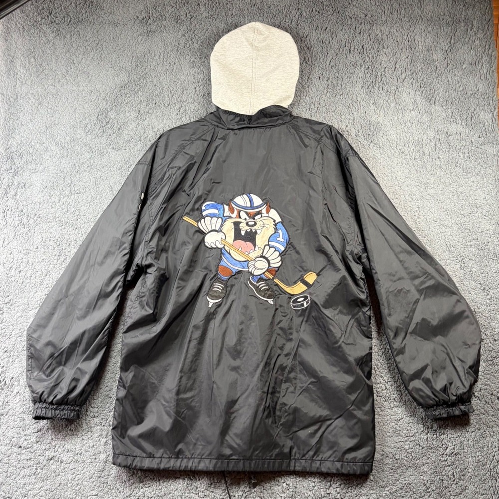 Vintage 1996 Warner Bros Ice Demons Tazmanian Hockey League Jacket Mens L Black - Picture 10 of 11
